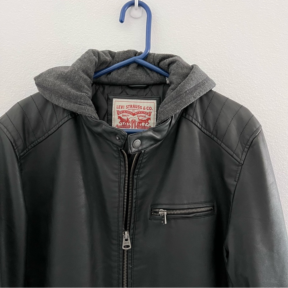 Levi’s men’s faux leather jacket with hood